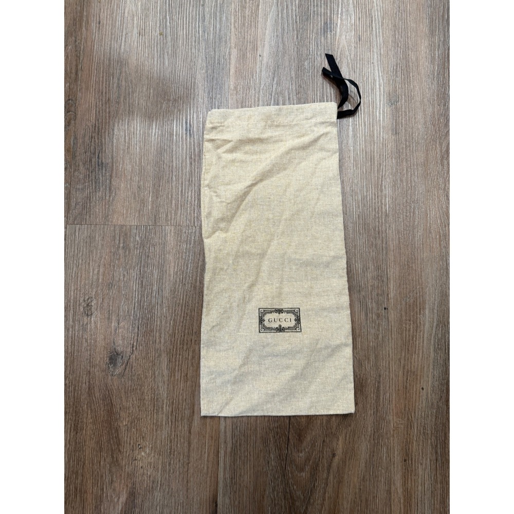 Authentic Gucci Dust Bag Drawstring Pouch Beige Canvas Logo Black‎ Cord